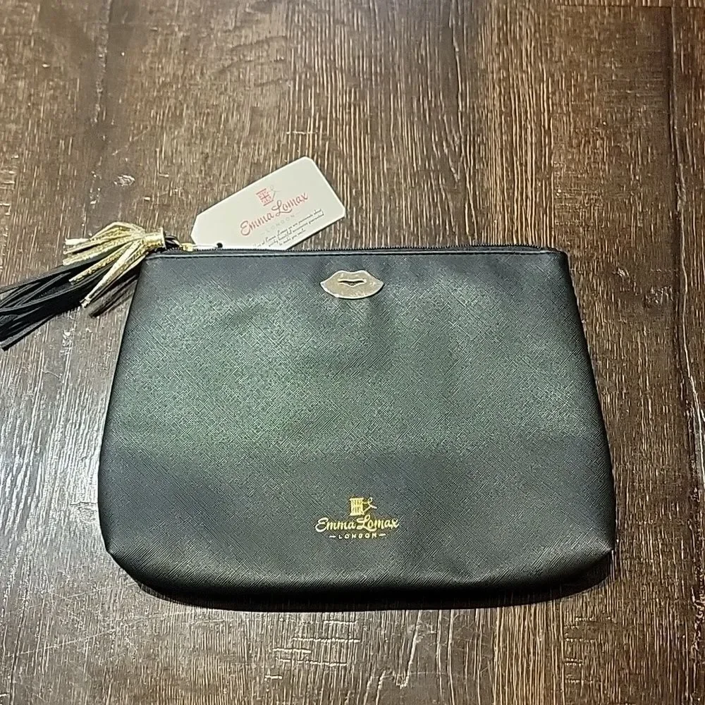 Emma Lomax Black and Gold Tassel Makeup Clutch Bag